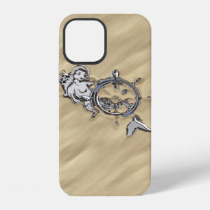 Coque iPhone 12 Sirène d'argent sur la scène du sable