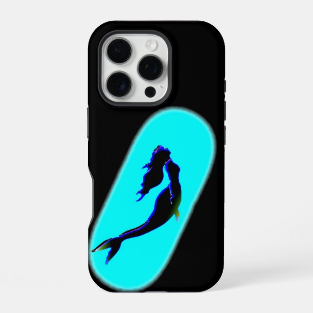 Coque iPhone sirène de natation noire (Verso)
