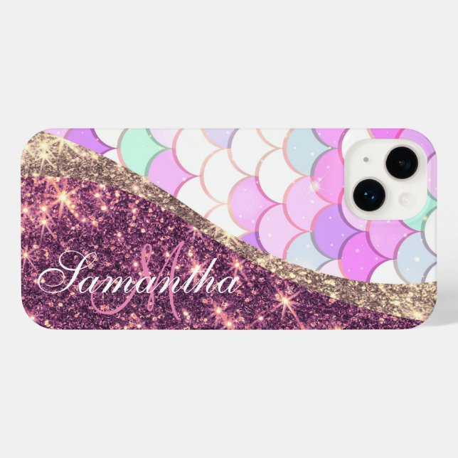 Coque iPhone Sirène et Parties scintillant (Verso Horizontal)