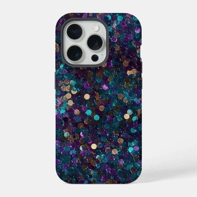 Coque iPhone Sirène Étincelante Aqua Violet (Verso)
