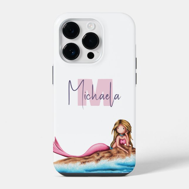 Coque iPhone Sirène Féminine Monogrammée  (Verso)
