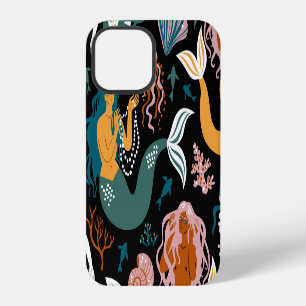 Coque iPhone 12 Sirènes insouciantes Coquillages Design Vintage