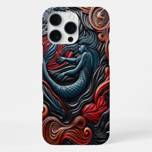 Coque iPhone 16 Pro Max Sirènes nagent dans un relief artistique d'océan c