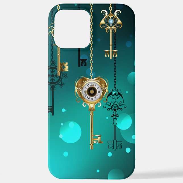 Coque iPhone Skeleton Keys on Green Background (Verso)