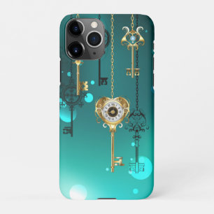 Coque iPhone 11Pro Skeleton Keys on Green Background