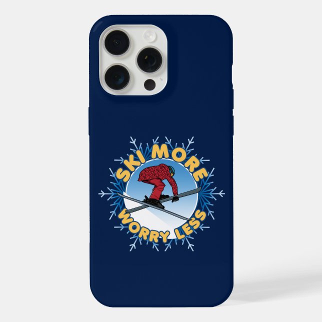 Coque iPhone Ski Plus Préoccupe Toi Moins | Citation de Ski (Verso)