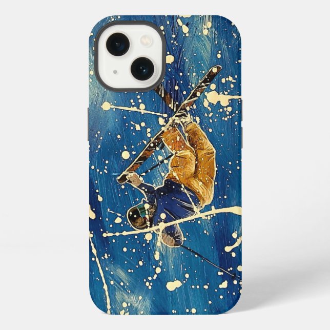 Coque iPhone Ski saut splatter art (Verso)