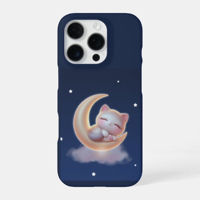 Coque iPhone Sleeping Kitten on Moon – Cute Kawaii Phone Case  (Verso)