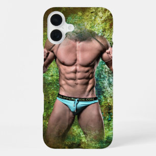 Coque iPhone 16 Plus SlipperyJoe's homme adulte très musclé torse nu 