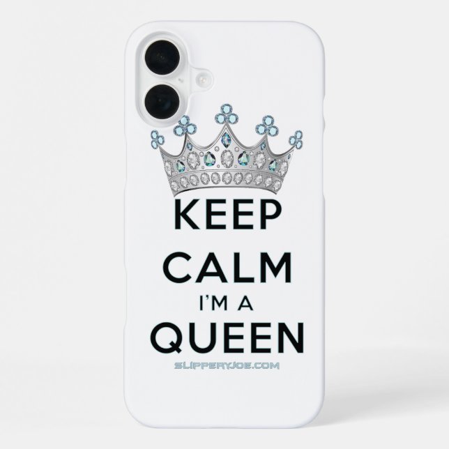 Coque iPhone SlipperyJoe's Keep Calm Queen royal attrait oeil c (Verso)