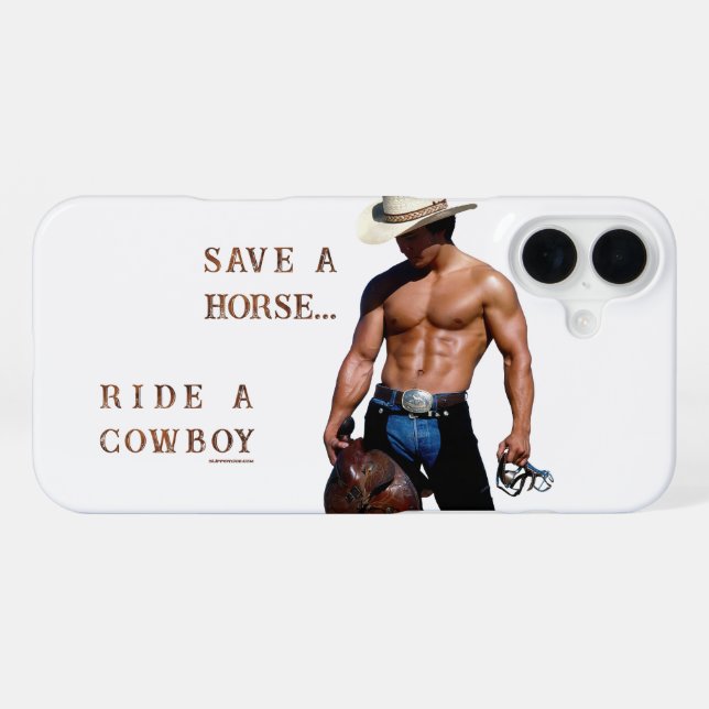 Coque iPhone SlipperyJoe's save horse ride paille cowboy casque (Verso Horizontal)