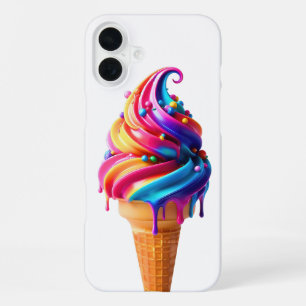 Coque iPhone 16 Plus SlipperyJoe's vibrante crème glacée cone classique