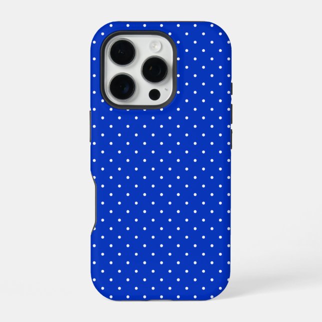 Coque iPhone Small White Polka Dots on Cobalt Blue Phone Case (Verso)