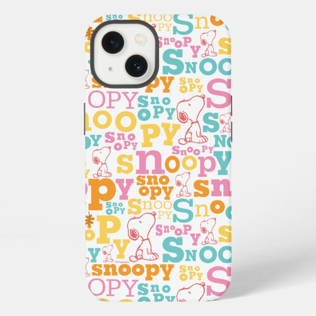 Coque iPhone Snoopy Pastel Text Pattern (Verso)
