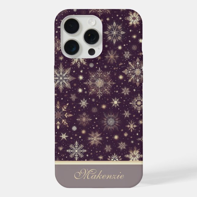 Coque iPhone Snowfall doré : l’élégance chatoyante de Noël (Verso)