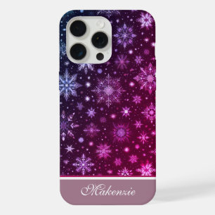Coque iPhone 15 Pro Max Snowfall doré : l’élégance chatoyante de Noël