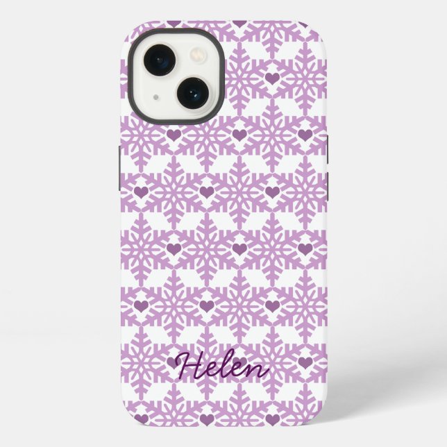 Coque iPhone Snowflake Heart Pattern - Custom name Case-Mate iP (Verso)