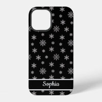Snowflakes motif noir nom personnalisé