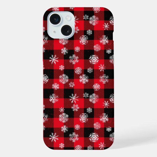 Coque iPhone Snowflakes Red Buffalo Plaid Noël (Verso)