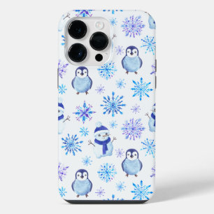 Coque Pour Pour iPhone 14 Pro Max Snowflakes, Snowmen et Pingouins de Noël