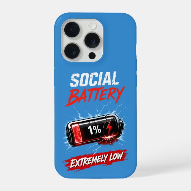 Coque iPhone Social Battery Extremely Low – Funny Introvert  (Verso)