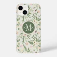 Soft Mint Green Garden Motif