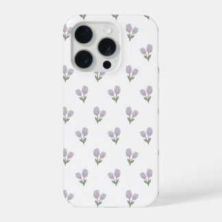 Coque iPhone 15 Pro Soft Purple Tulip Pattern Minimal Aesthetic Phone