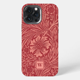 Etui iPhone 13 Pro Max Soin floral de souci rouge par William Morris avec