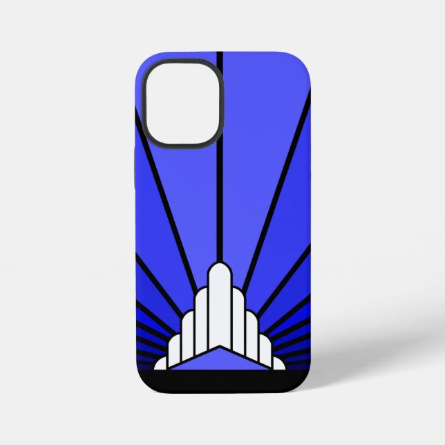 Coque iPhone Soleil Art déco bleu (Verso)