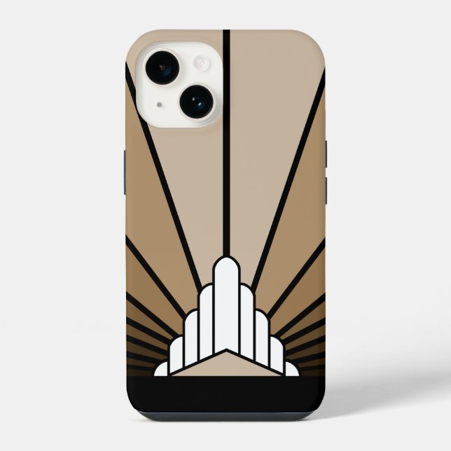 Coque iPhone Soleil Art déco bronzé (Verso)