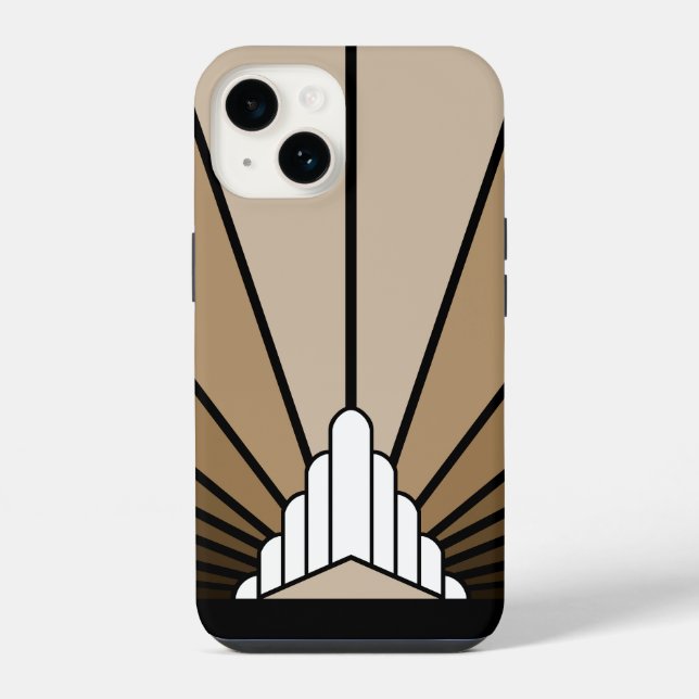 Coque iPhone Soleil Art déco bronzé (Verso)