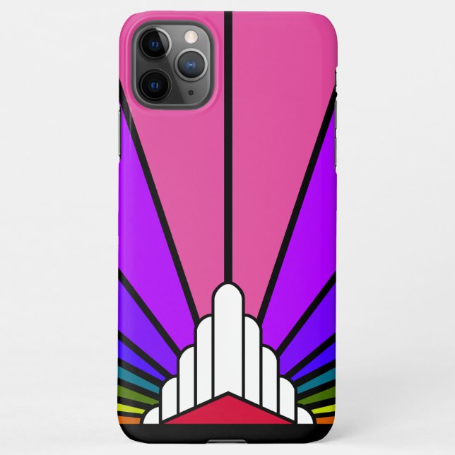 Coque iPhone Soleil Art déco en arc-en-ciel (Dos)
