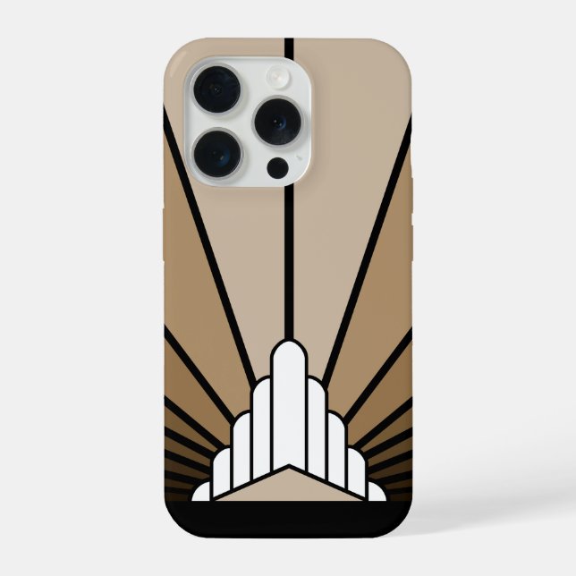 Coque iPhone Soleil Art déco en beige (Verso)