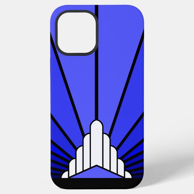 Coque iPhone Soleil Art déco en bleu (Verso)