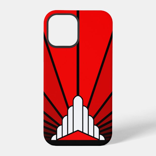 Coque iPhone Soleil Art déco en rouge (Verso)