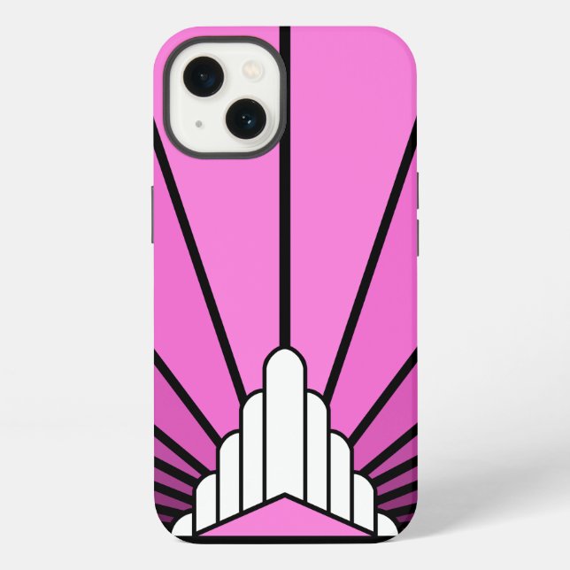 Coque iPhone Soleil Art déco rose (Verso)