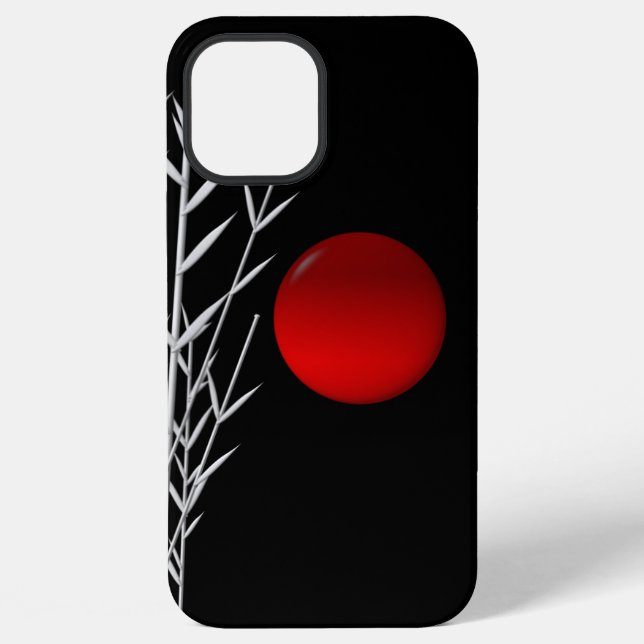 Coque iPhone Soleil rouge noir blanc zen (Verso)