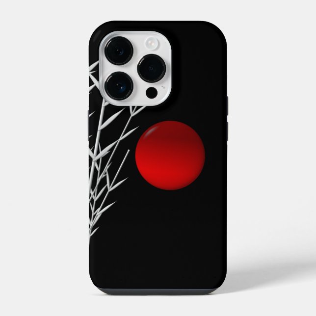 Coque iPhone Soleil rouge noir blanc zen   (Verso)