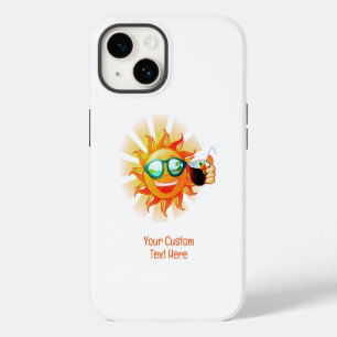 Coque Pour iPhone 14 Soleil Tropical Texte Personnalisé