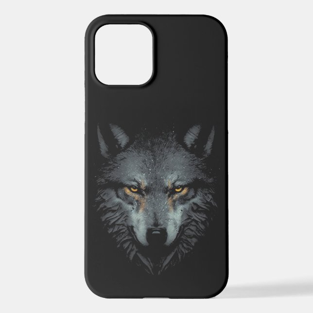 Coque iPhone Solely Wolf visage noir (Verso)