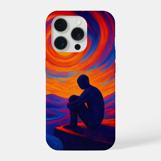 Coque iPhone Solitude sous le soleil abstrait vibrant (Verso)