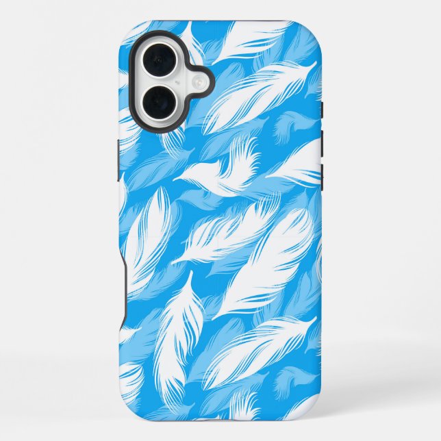 Coque iPhone Sophisticated Feather Design On A Bright Blue  (Verso)