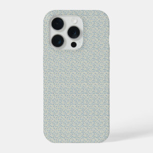 Coque iPhone 15 Pro Sophistiqué 1940s Rosebud Bleu Poussiéreux Vintage