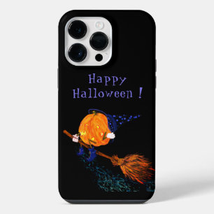 Coque Pour Pour iPhone 14 Pro Max Sorcière d'Halloween Citrouille Balai Volant