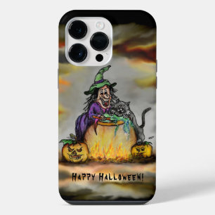 Coque Pour Pour iPhone 14 Pro Max Sorcière et chat noir, Joyeux Halloween !