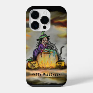 Coque Pour iPhone 14 Plus Sorcière et chat noir, Joyeux Halloween !