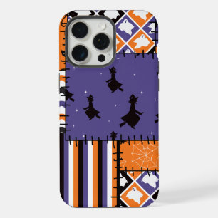 Coque iPhone 15 Pro Max Sorcières Chats Patchwork Halloween