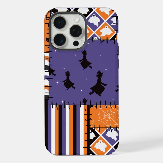 Coque iPhone Sorcières Chats Patchwork Halloween (Verso)