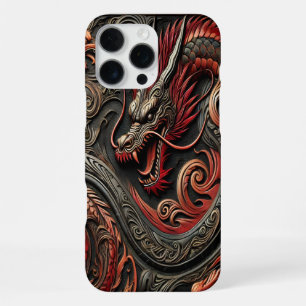 Coque iPhone 16 Pro Max Soulagement du dragon rouge mythique