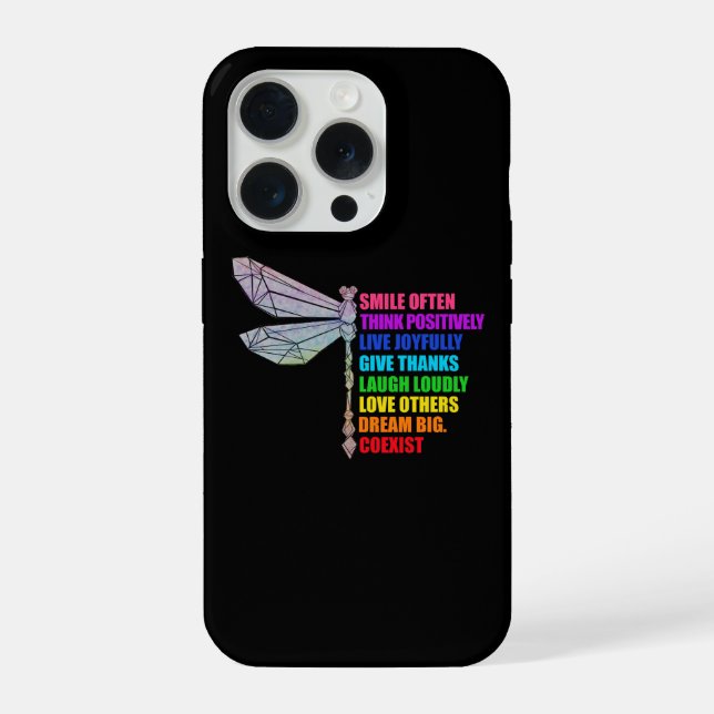 Coque iPhone Sourire de libellule Pensez souvent de manière pos (Verso)